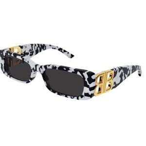 Balenciaga Monochrome Sunglasses with Gold Detail
